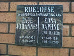 ROELOFSE Paul Johannes 1931-2012 & Edna Daphne SLATER 1934-2009