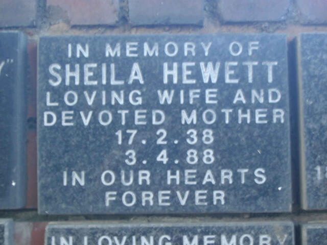 HEWETT Sheila 1938-1988
