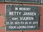 VUUREN Betty, Jansen van 1931-2013