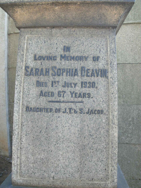 DEAVIN Sarah Sophia nee JACOB -1930