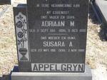 APPELGRYN Adriaan M. 1911-1986 & Susara A. 1918-1988