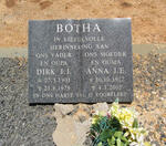 BOTHA Dirk J.J. 1901-1979 & Anna J.E. 1917-2002
