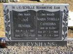 KLEYNHANS Jan Hendrik 1897-1980 & Maria Sybella Catherina DE KLERK  1904-1944