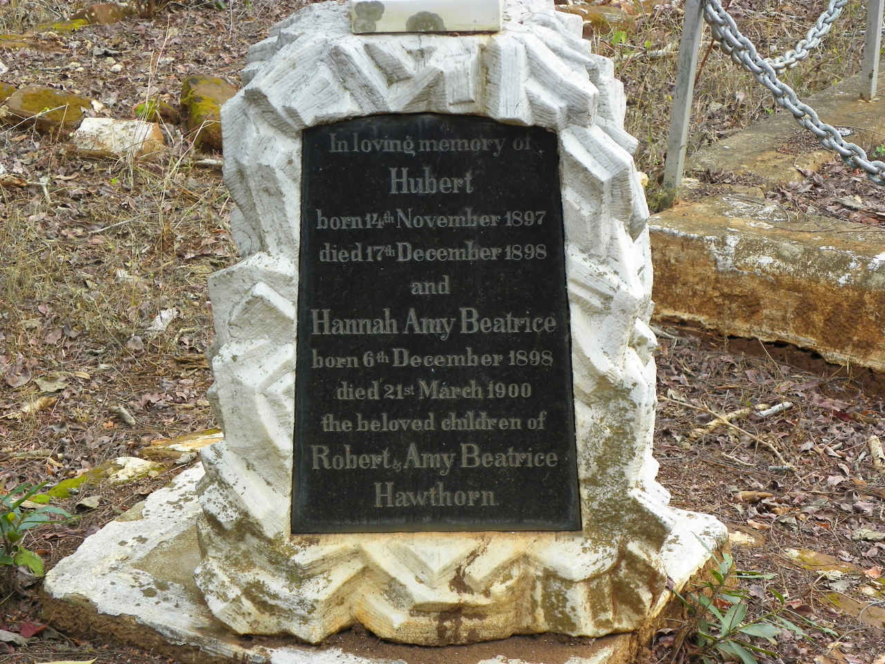 HAWTHORN Hubert 1897-1898 :: HAWTHORN Hannah Amy Beatrice 1898-1900