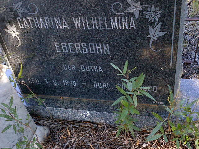 EBERSOHN Catharina Wilhelmina nee BOTHA 1879-1920