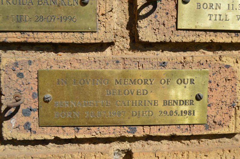 BENDER Bernadette Cathrine 1907-1981