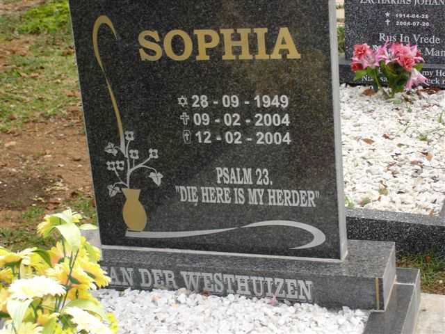 WESTHUIZEN Sophia, van der 1949-2004