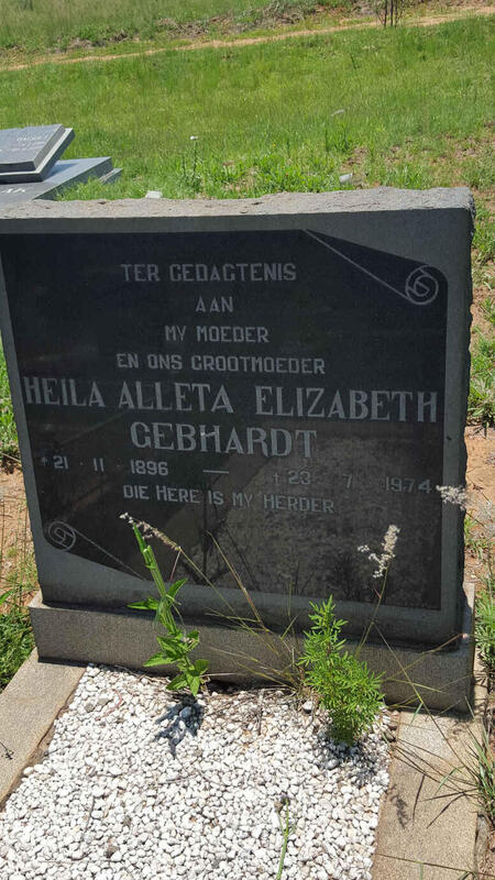 GEBHARDT Heila Alleta Elizabeth 1896-1974