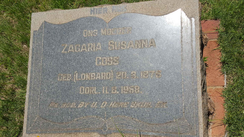 GOSS Zagaria Susanna nee LOMBARD 1875-1958