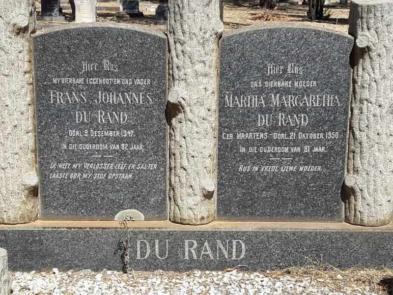 RAND Frans Johannes, du -1947 & Martha Margaretha MAARTENS -1950