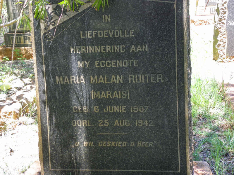 RUITER Maria Malan nee MARAIS 1907-1942