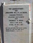 BEER Johanna M.J.S., de nee VISAGIE 1876-1911