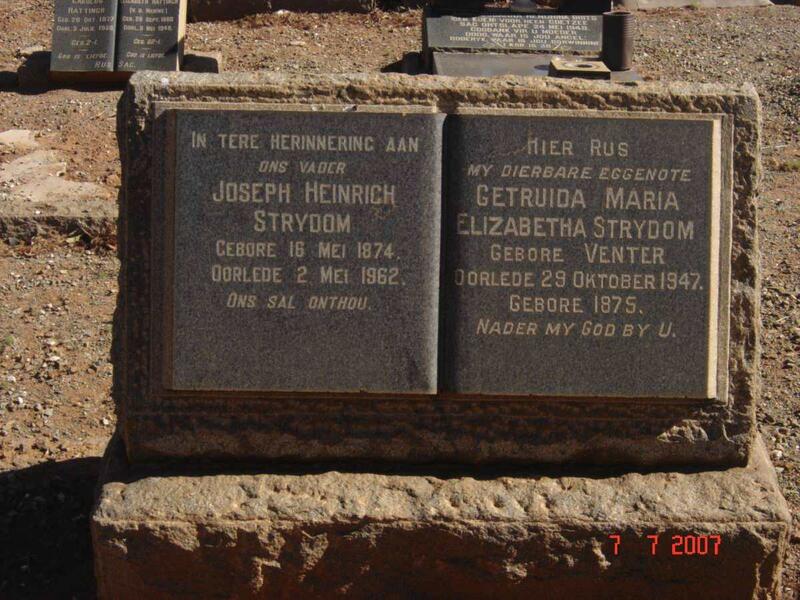 STRYDOM Joseph Heinrich 1874-1962 & Getruida Maria Elizabetha VENTER 1875-1947