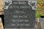 BOTHA Hester Johanna nee VAN ZYL 1889-1960