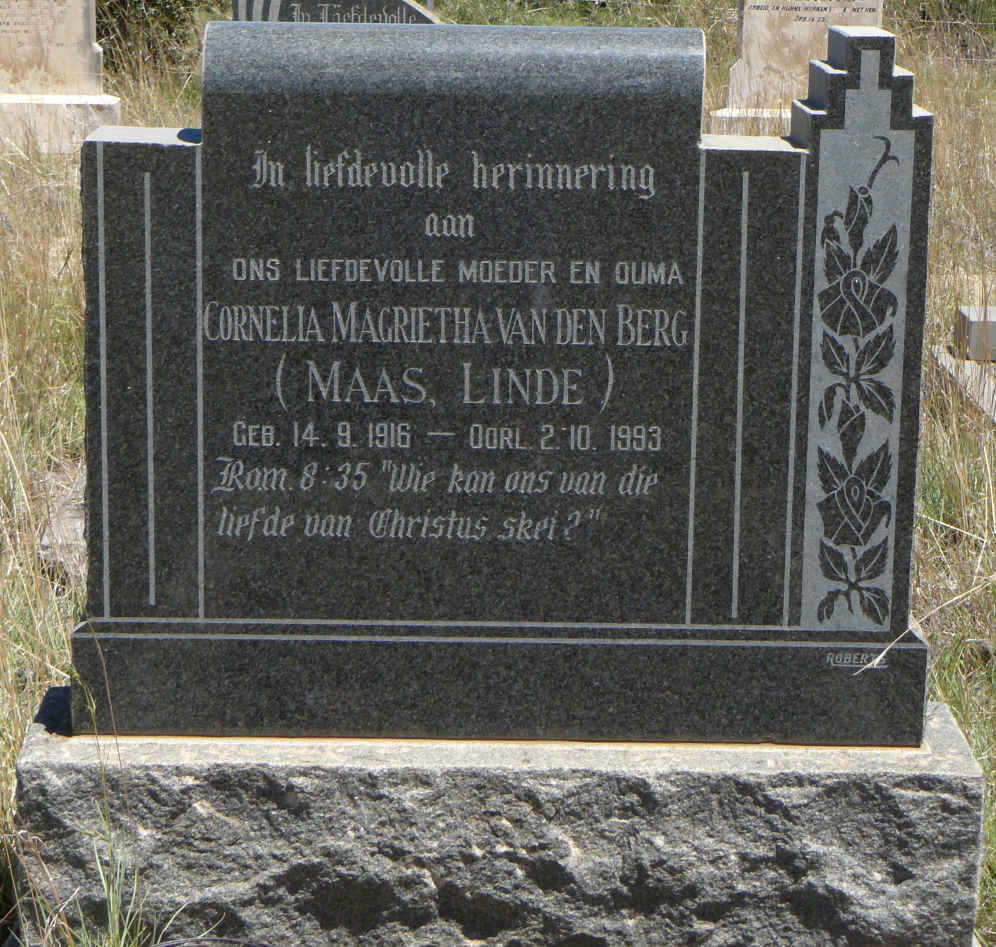 BERG Cornelia Magrietha, van den voorheen MAAS voorheen LINDE 1916-1993
