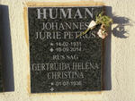 HUMAN Johannes Jurie Petrus 1931-2014 & Gertruida Helena Christina 1936-