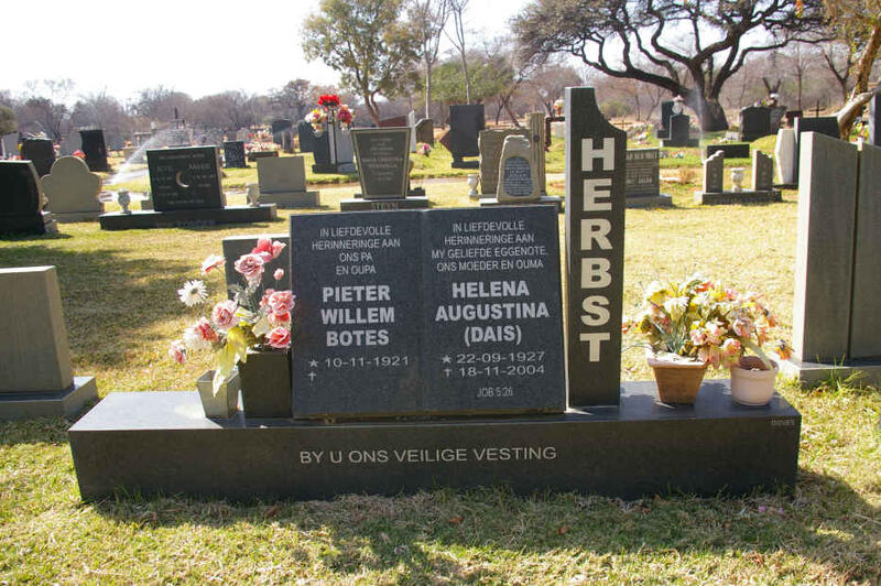 HERBST Pieter Willem Botes 1921- & Helena Augustina DAIS 1927-2004