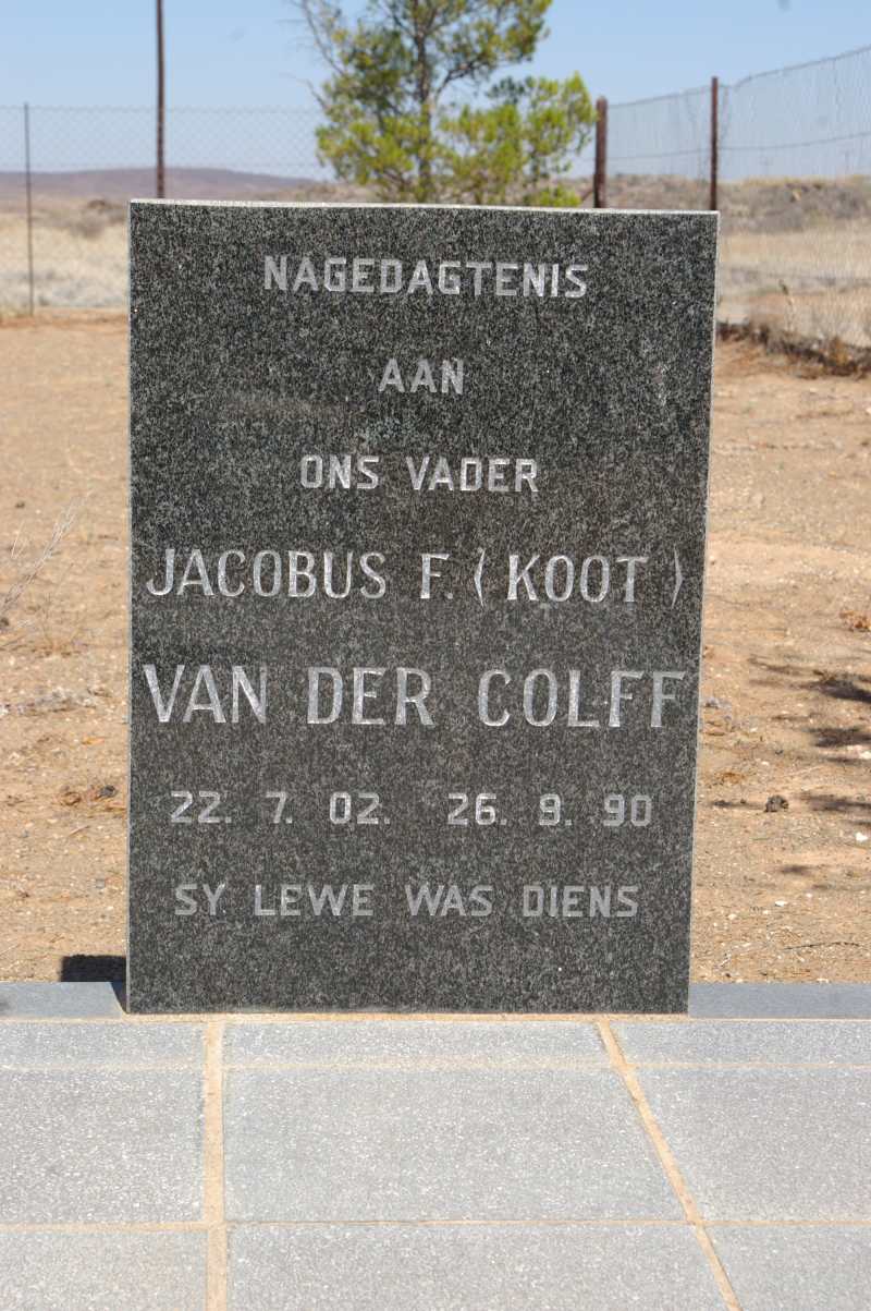 COLFF Jacobus F., van der 1902-1990
