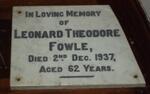 FOWLE Leonard Theodore -1937