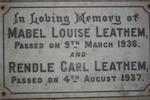 LEATHEM Rendle Carl -1937 & Mabel Louise  -1936