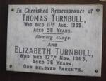 TURNBULL Thomas -1939 & Elizabeth -1963