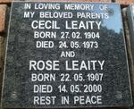 LEAITY Cecil 1904-1973 & Rose 1907-2000