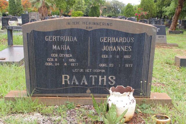 RAATHS Gerhardus Johannes 1882-1977 & Gertruida Maria GEYSER 1892-1977