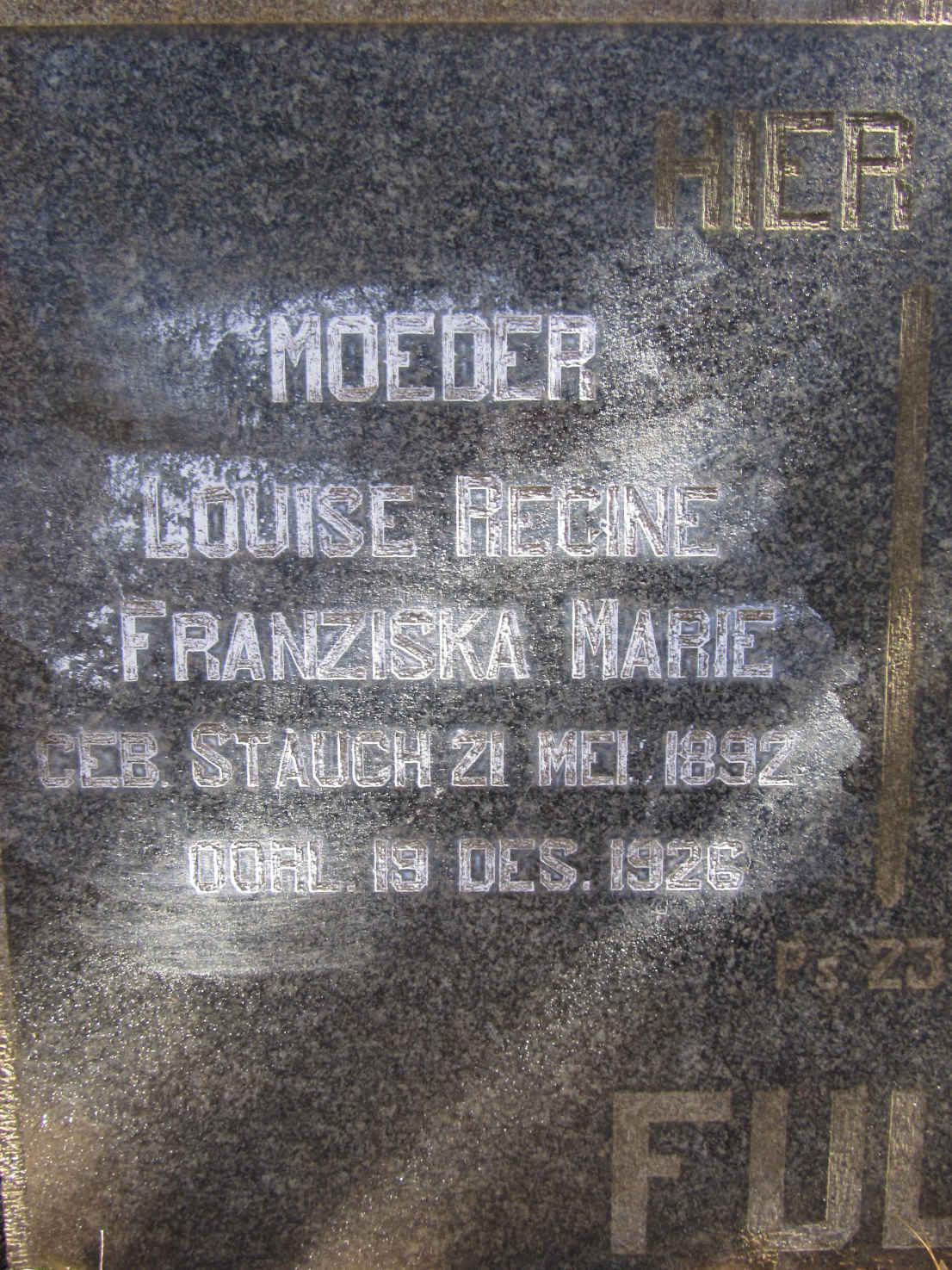 FULS Louise Regine Franziska Marie nee STAUCH 1892-1926
