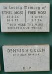 MOSS Fred 1919-1994 & Ethel 1924-1977 :: GREEN Dennis H. 1922-1994
