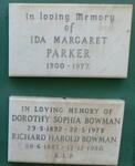 PARKER Ida Margaret 1900-1977 :: BOWMAN Richard Harold 1887-1980 & Dorothy Sophia 1892-1978