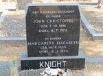 KNIGHT John Christoffel 1896-1973 & Margareth Elizabeth 1905-1990