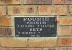 FOURIE Thinus 1926-2011 & Bets 1940-