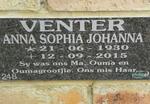 VENTER Anna Sophia Johanna 1930-2015
