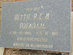 ODENDAAL Bettie R.E.M. 1895-1981