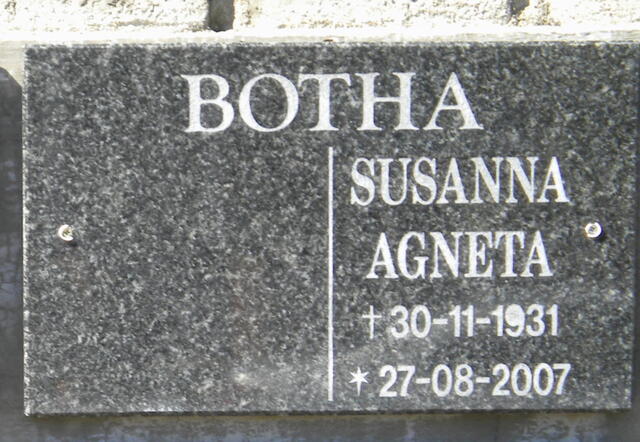 BOTHA Susanna Agneta 1931-2007