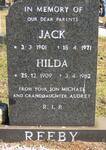 REEBY Jack 1901-1971 & Hilda 1909-1982