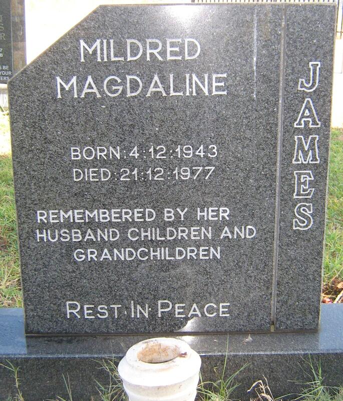 JAMES Mildred Magdaline 1943-1977