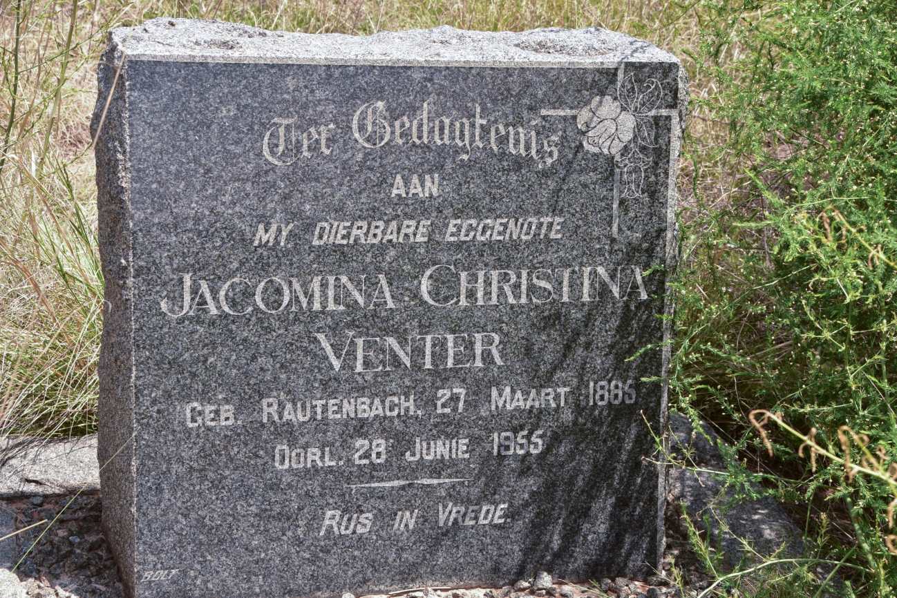 VENTER Jacomina Christina nee RAUTENBACH 1885-1955