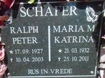 SCHAFER Ralph Peter 1927-2003 & Maria M. Katrina 1932-2001