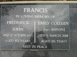 FRANCIS Frederick John -2001 & Emily Colleen RIPPON -2014