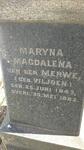 MERWE Maryna Magdalena, v.d. nee VILJOEN 1843-1882