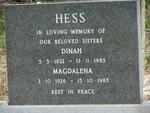 HESS Dinah 1922-1985 :: HESS Magdalena 1926-1985