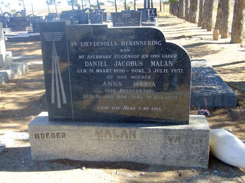 MALAN Daniel Jacobus 1890-1957 & Anna Maria BREDENKAMP 1894-1958