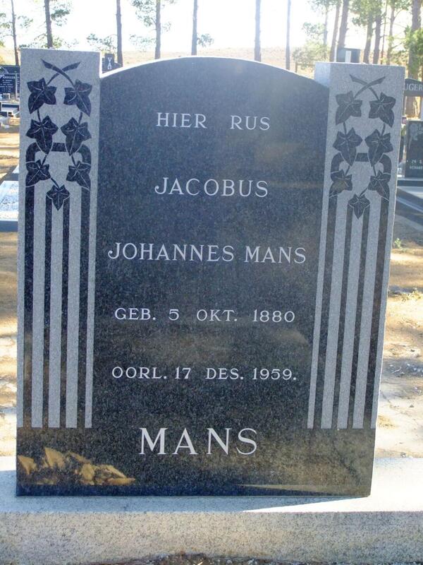 MANS Jacobus Johannes 1880-1959