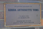 TOMS Rhoda Antoinette 1918-1987