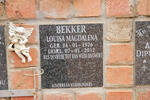 BEKKER Louisa Magdalena 1926-2012