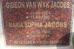 JACOBS Gideon Van Wyk 1924-1999 & Maria Sophia 1925-2014