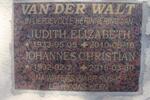 WALT Johannes Christian, van der 1932-2015 & Judith Elizabeth 1933-2010