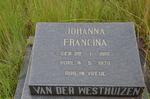 WESTHUIZEN Johanna Francina, van der 1918-1978