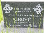 GROVE Elsje Aletha Maria nee ZIETSMAN 1913-1999
